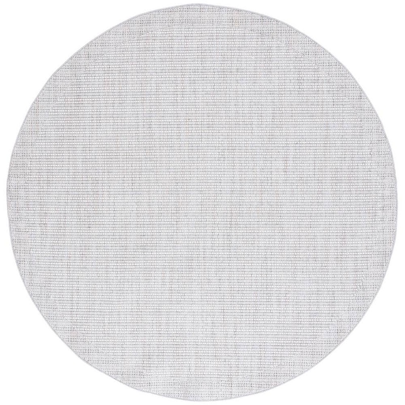 SAFAVIEH Martha Stewart Gray/Ivory 7 ft. x 7 ft. Muted Solid Color Striped Round Area Rug MSR1918F-7R