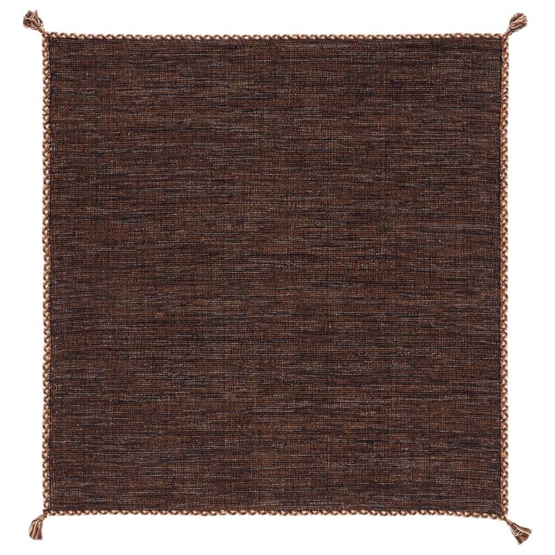 SAFAVIEH Montauk Brown/Black 5 ft. x 5 ft. Solid Color Striped Square Area Rug MTK150T-5SQ