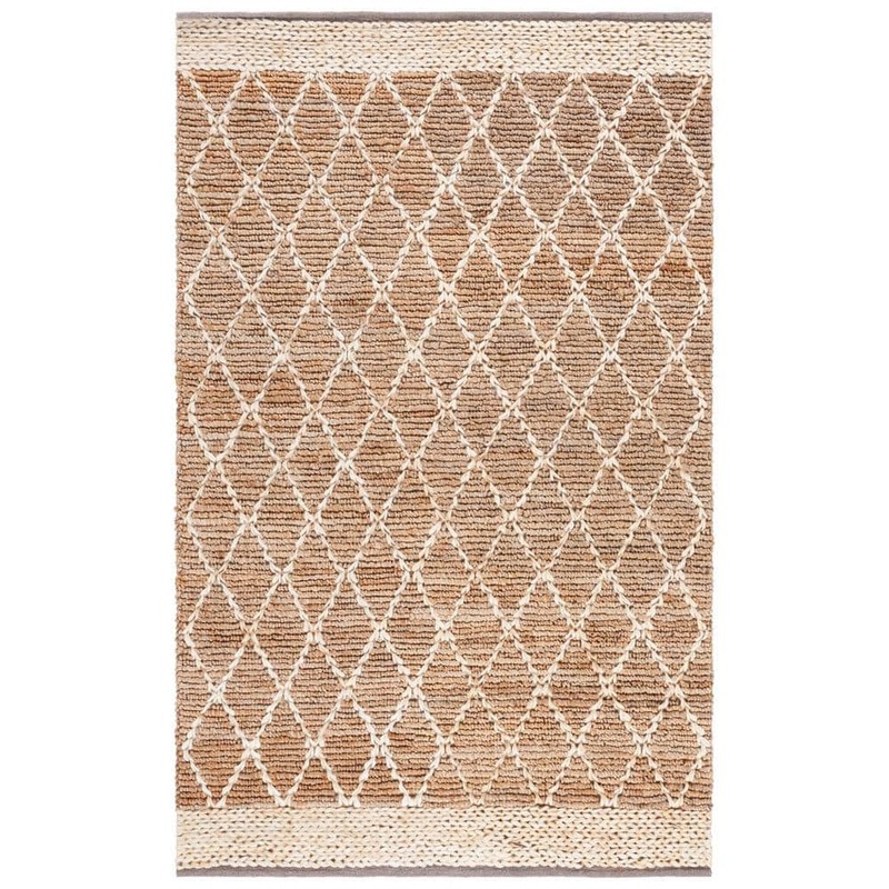 SAFAVIEH Natural Fiber Beige/Ivory 8 ft. x 10 ft. Border Multi-Diamond Area Rug NF951A-8