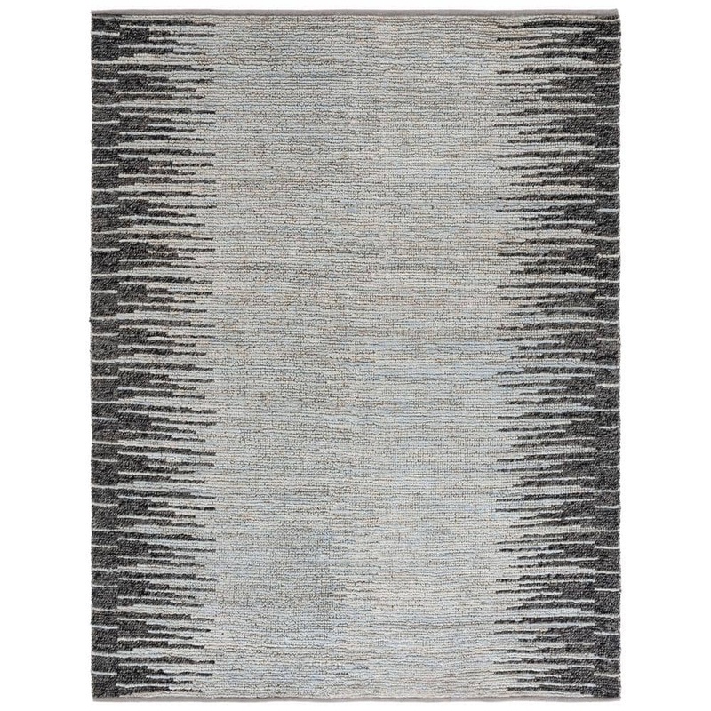 SAFAVIEH Natural Fiber Light Blue/Black 8 ft. x 10 ft. Transition Marle Area Rug NF953L-8