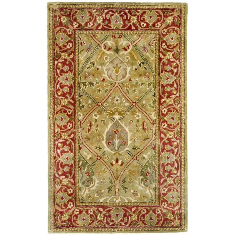 SAFAVIEH Persian Legend Light Green/Rust Doormat 3 ft. x 5 ft. Border Area Rug PL819B-3