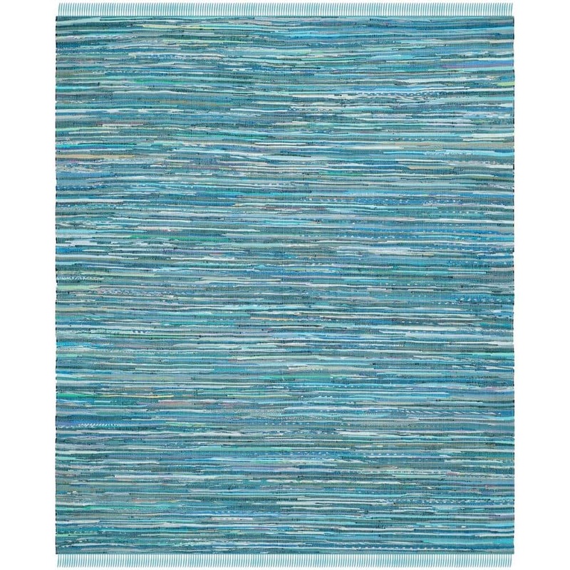 SAFAVIEH Rag Rug Blue/Multi 10 ft. x 14 ft. Striped Area Rug RAR121B-10