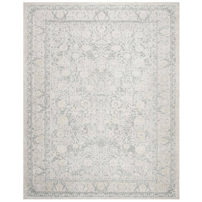 SAFAVIEH Reflection Light Gray/Cream 9 ft. x 12 ft. Border Distressed Area Rug RFT663C-9