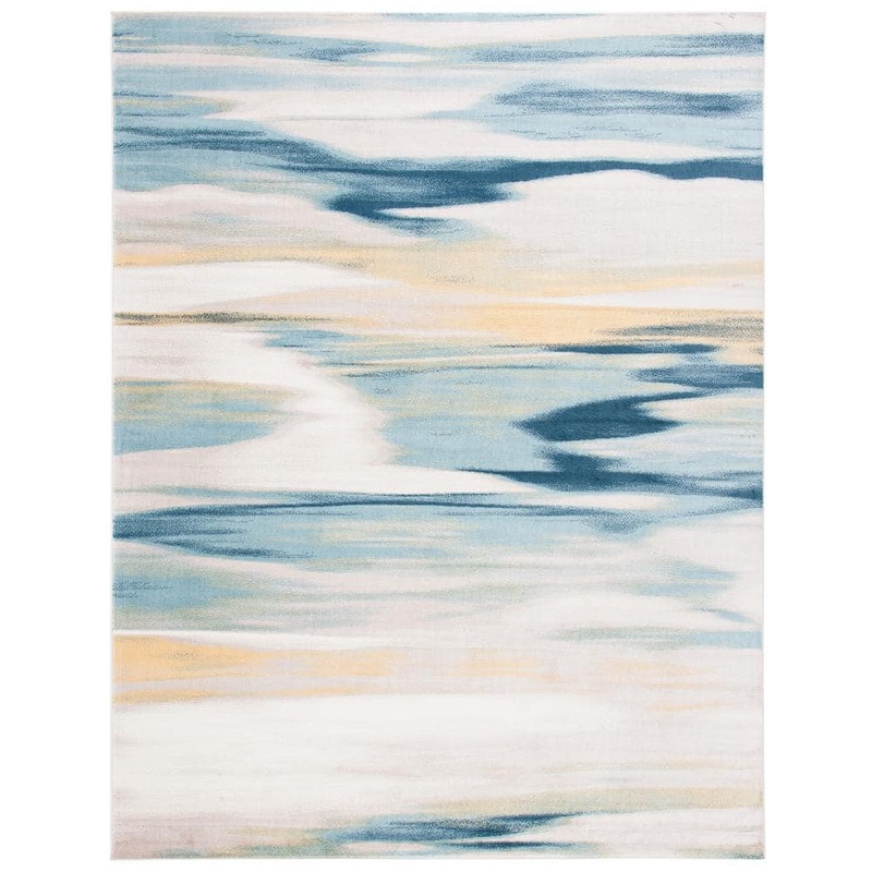 SAFAVIEH Skyler Beige/Navy 9 ft. x 12 ft. Abstract Area Rug SKY542B-9