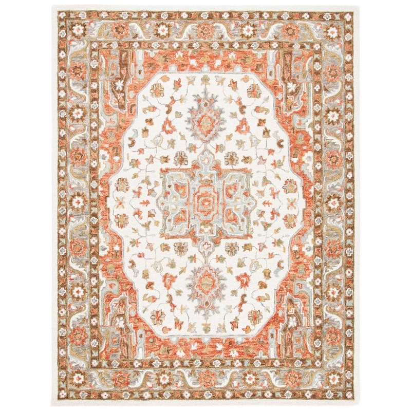 SAFAVIEH Trace Ivory/Red 8 ft. x 10 ft. Persian Area Rug TRC523A-8