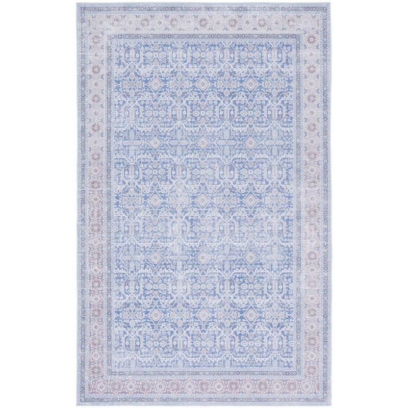 SAFAVIEH Tuscon Blue/Rust Doormat 3 ft. x 5 ft. Machine Washable Border Geometric Area Rug TSN186M-3