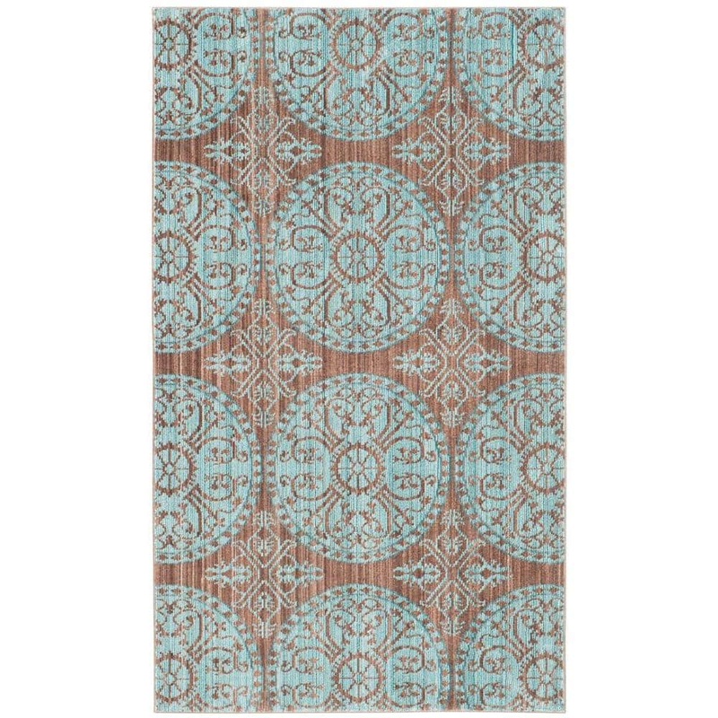 SAFAVIEH Valencia Brown/Alpine Doormat 3 ft. x 5 ft. Floral Area Rug VAL214H-3