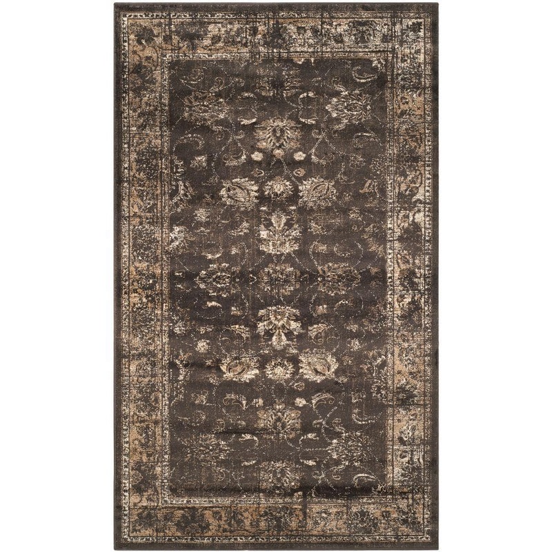 SAFAVIEH Vintage Soft Anthracite 3 ft. x 6 ft. Distressed Border Area Rug VTG117-330-3