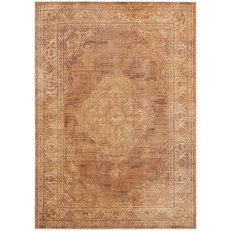 SAFAVIEH Vintage Taupe 9 ft. x 12 ft. Floral Border Medallion Area Rug VTG112-660-9
