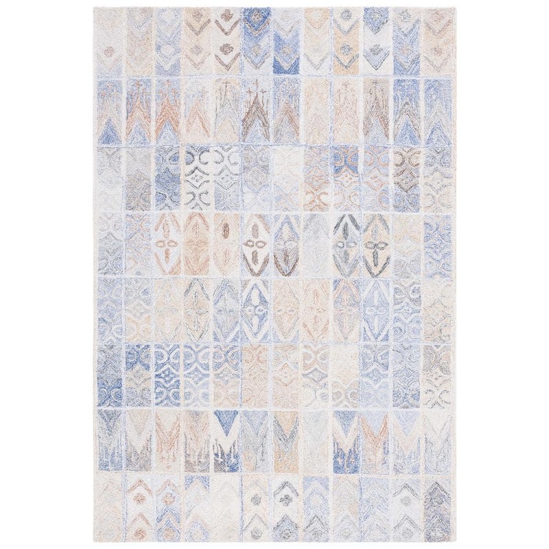 SAFAVIEH Abstract Blue/Rust 8 ft. x 10 ft. Geometric Bohemian Area Rug ABT213M-8