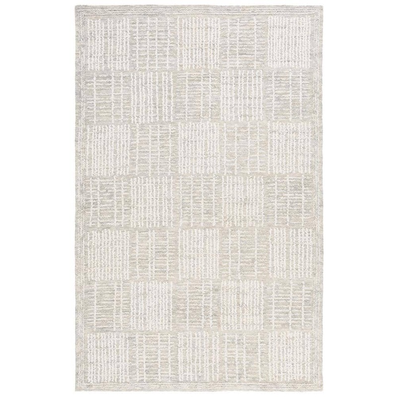 SAFAVIEH Abstract Gray/Ivory 5 ft. x 8 ft. Checkered Unitone Area Rug ABT275F-5