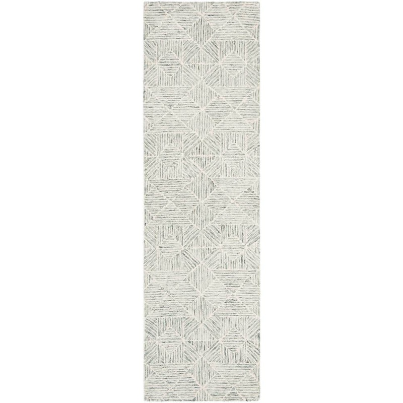 SAFAVIEH Abstract Green/Ivory 2 ft. x 6 ft. Diamond Geometric Runner Rug ABT763Y-26