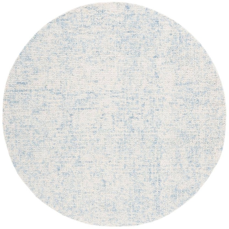 SAFAVIEH Abstract Light Blue/Ivory 6 ft. x 6 ft. Contemporary Marble Round Area Rug ABT495L-6R