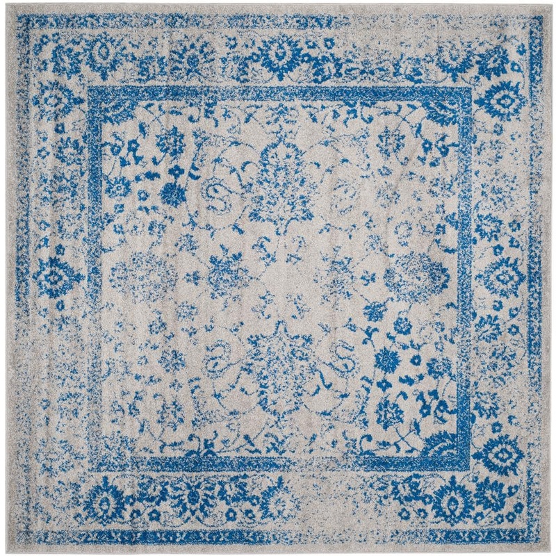 SAFAVIEH Adirondack Grey/Blue 8 ft. x 8 ft. Square Border Area Rug ADR109A-8SQ