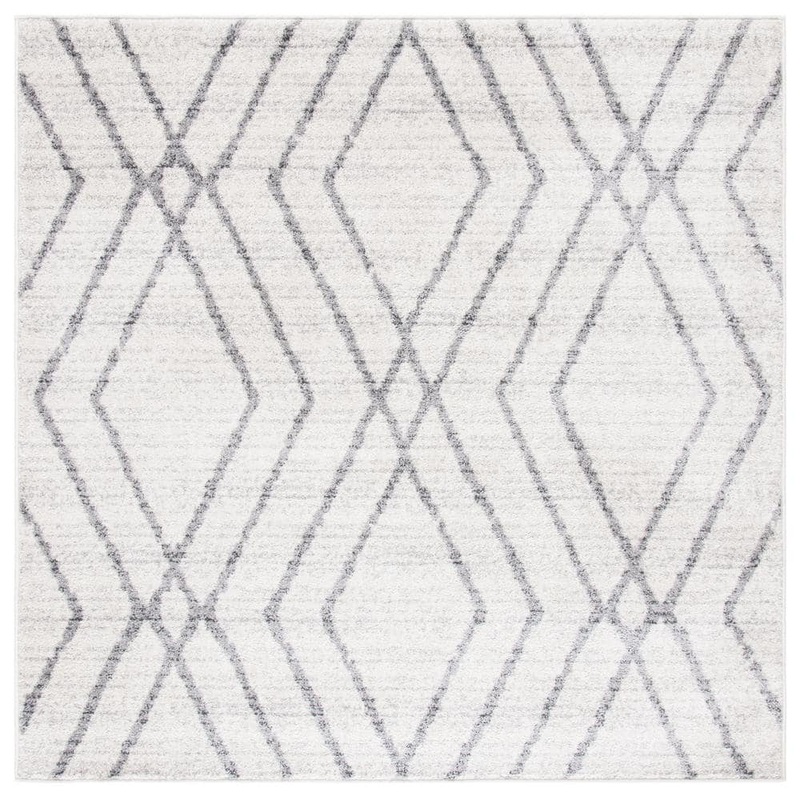 SAFAVIEH Adirondack Ivory/Gray 6 ft. x 6 ft. Chevron Diamond Square Area Rug ADR162A-6SQ