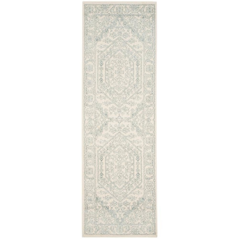 SAFAVIEH Adirondack Ivory/Slate 3 ft. x 22 ft. Border Runner Rug ADR108S-222