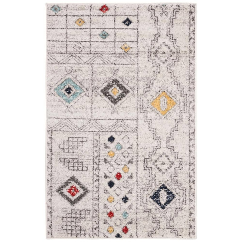 SAFAVIEH Adirondack Light Gray/Aqua Doormat 3 ft. x 5 ft. Western Tribal Area Rug ADR206F-3