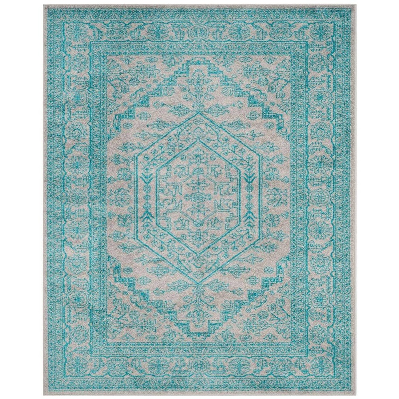 SAFAVIEH Adirondack Light Gray/Teal 8 ft. x 10 ft. Border Area Rug ADR108L-8