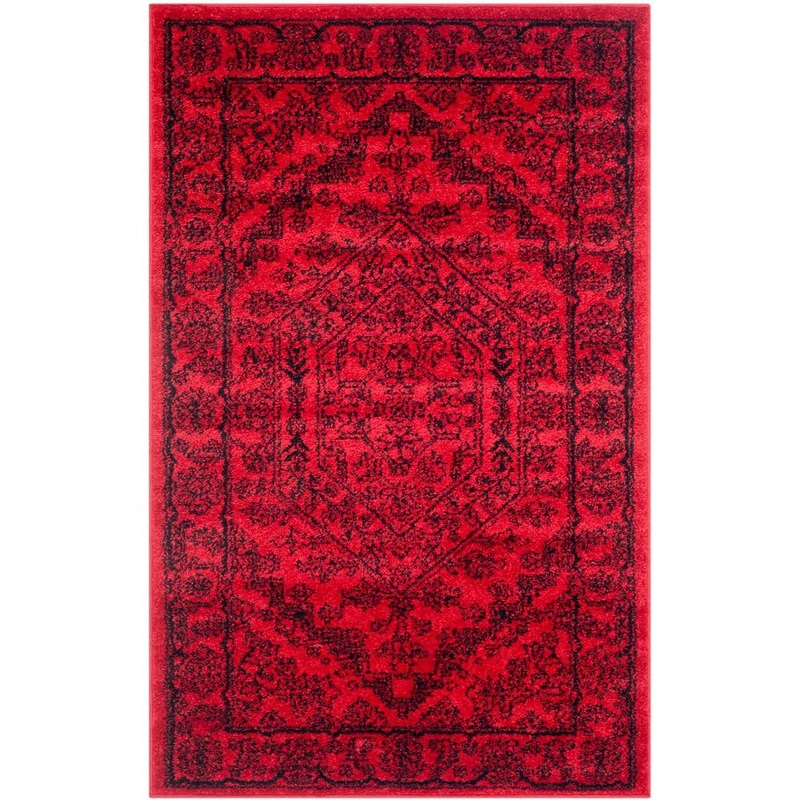 SAFAVIEH Adirondack Red/Black Doormat 3 ft. x 5 ft. Border Medallion Area Rug ADR108F-3