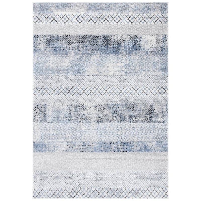 SAFAVIEH Amelia Gray/Light Blue 5 ft. x 8 ft. Geometric Distressed Area Rug ALA761G-5