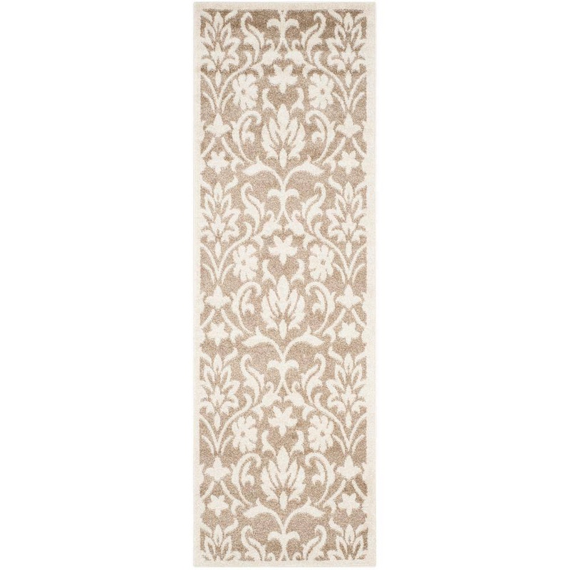 SAFAVIEH Amherst Wheat/Beige 2 ft. x 7 ft. Border Floral Runner Rug AMT424S-27
