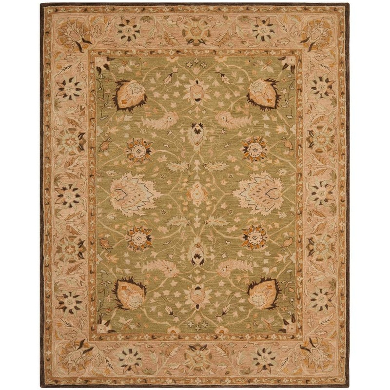 SAFAVIEH Anatolia Sage/Beige 10 ft. x 14 ft. Border Area Rug AN512C-10