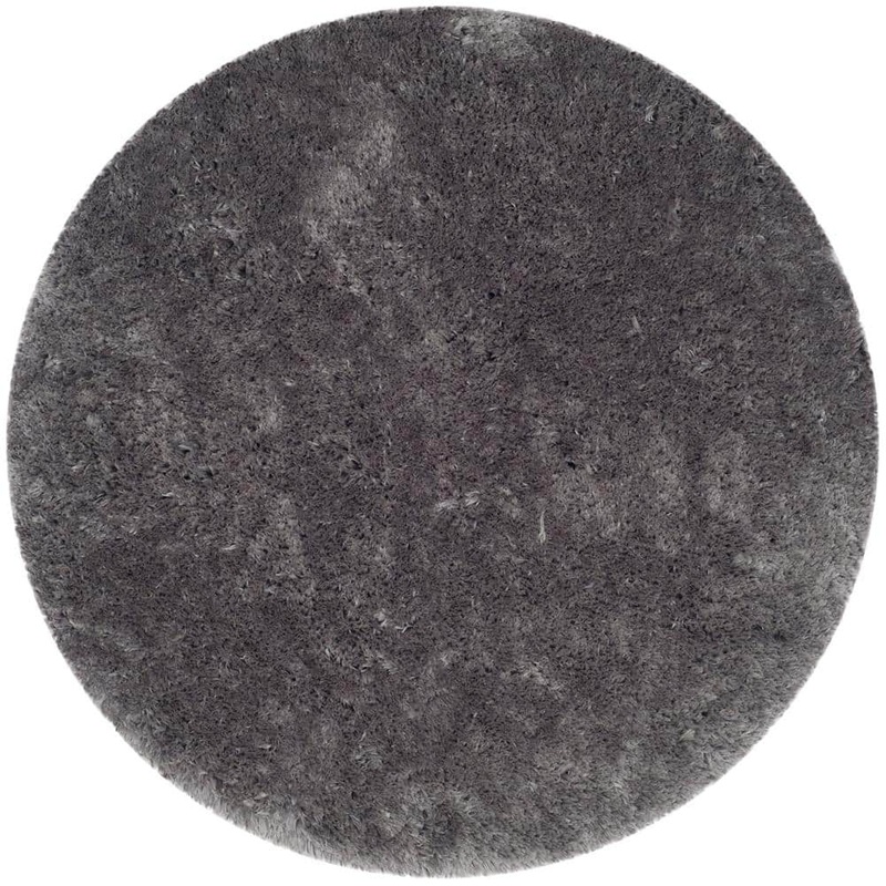 SAFAVIEH Arctic Shag Gray 7 ft. x 7 ft. Round Solid Area Rug SG270G-7R