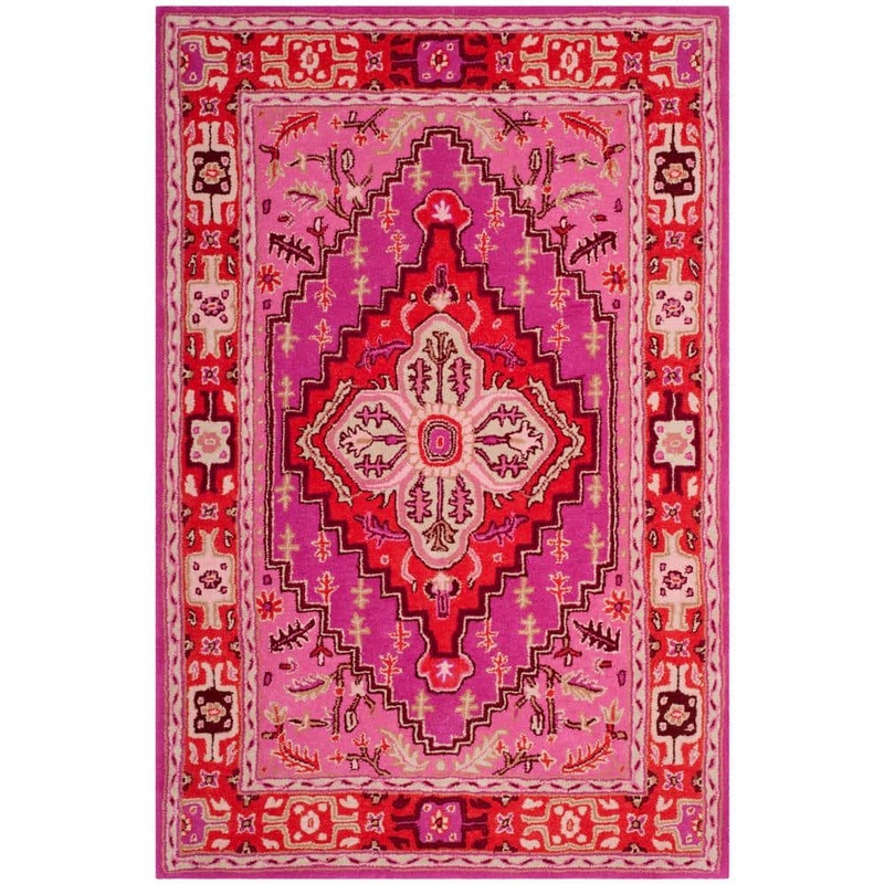 SAFAVIEH Bellagio Red/Pink 5 ft. x 8 ft. Border Area Rug BLG545B-5