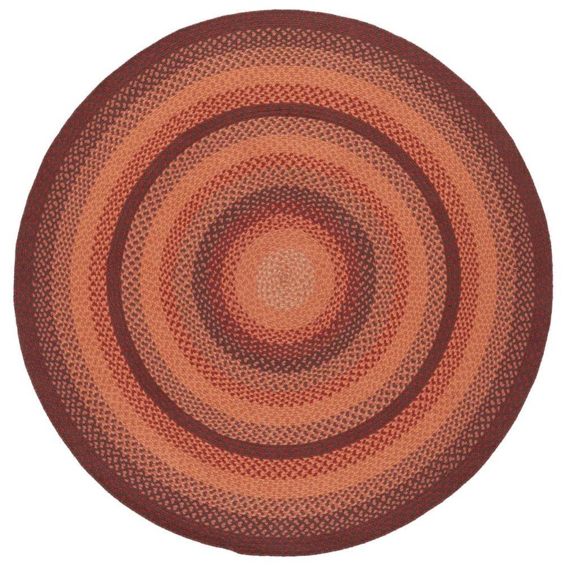 SAFAVIEH Braided Orange Rust Doormat 3 ft. x 5 ft. Abstract Border Oval Area Rug BRD651P-3OV