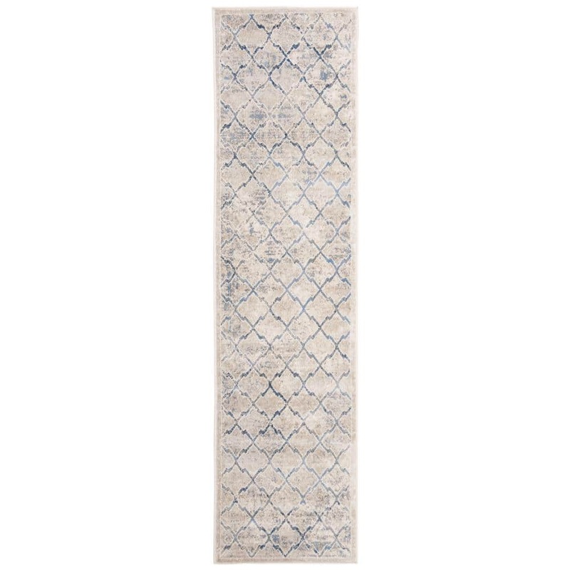 SAFAVIEH Brentwood Light Gray/Blue 2 ft. x 8 ft. Distressed Border Runner Rug BNT809G-28