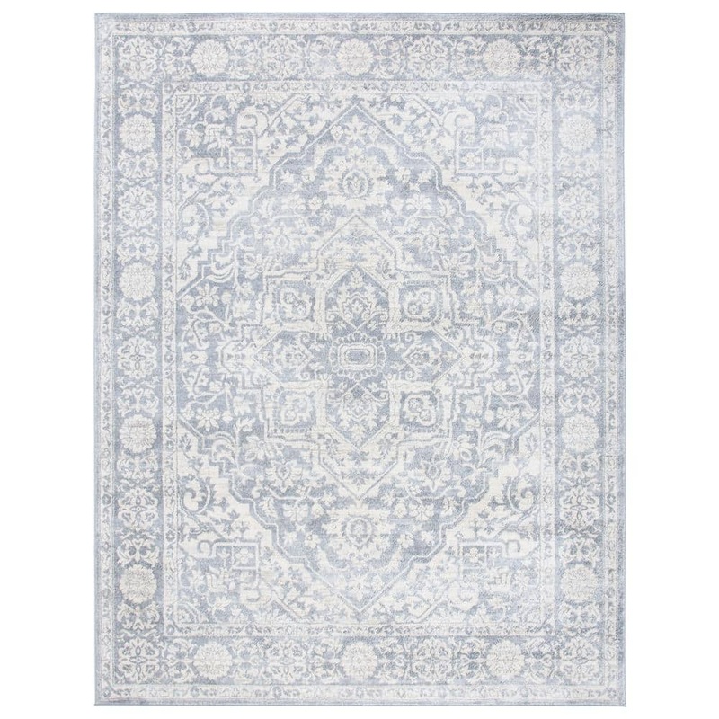 SAFAVIEH Brentwood Light Gray/Ivory 9 ft. x 12 ft. Distressed Border Medallion Area Rug BNT832F-9