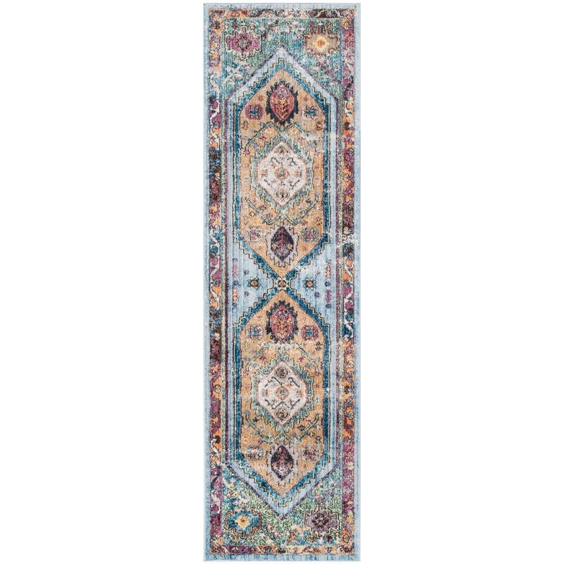 SAFAVIEH Bristol Blue/Camel 2 ft. x 6 ft. Border Runner Rug BTL346C-26