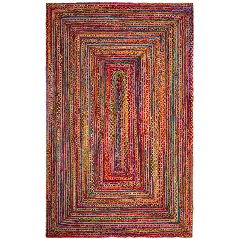 SAFAVIEH Cape Cod Red/Multi 4 ft. x 6 ft. Striped Border Area Rug CAP202A-4