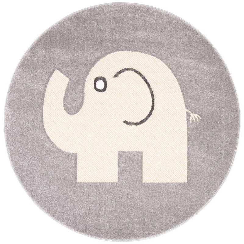 SAFAVIEH Carousel Kids Gray/Ivory Doormat 3 ft. x 3 ft. Animal Print Round Area Rug CRK165B-3R