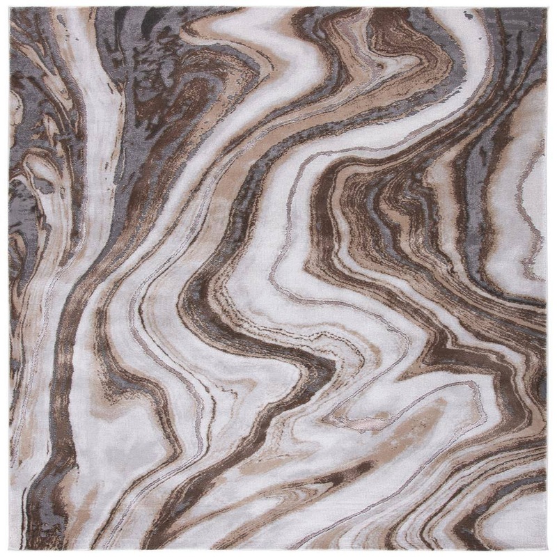 SAFAVIEH Craft Gold/Gray 9 ft. x 9 ft. Marbled Abstract Square Area Rug CFT819D-9SQ