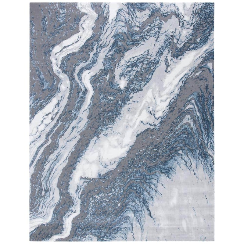 SAFAVIEH Craft Gray/Blue 8 ft. x 10 ft. Marbled Abstract Area Rug CFT844M-8