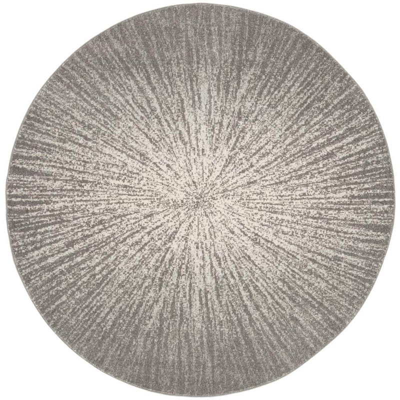 SAFAVIEH Evoke Dark Gray/Ivory 7 ft. x 7 ft. Round Geometric Area Rug EVK228H-7R