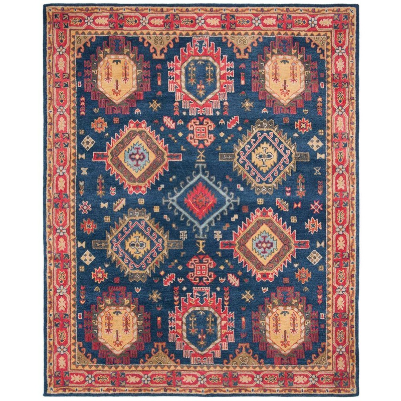 SAFAVIEH Heritage Navy/Red 8 ft. x 10 ft. Border Lodge Area Rug HG426N-8