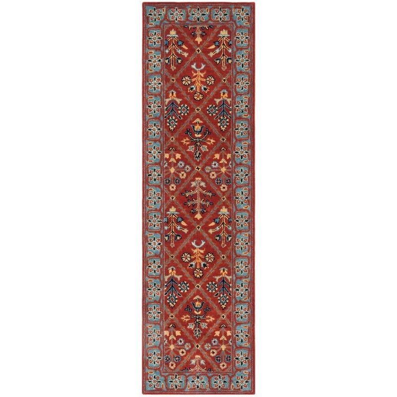 SAFAVIEH Heritage Red/Blue 2 ft. x 8 ft. Geometric Floral Border Runner Rug HG738Q-28