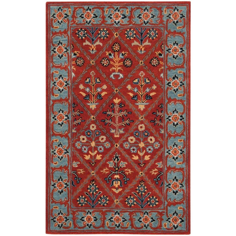 SAFAVIEH Heritage Red/Blue Doormat 3 ft. x 5 ft. Geometric Floral Border Area Rug HG738Q-3
