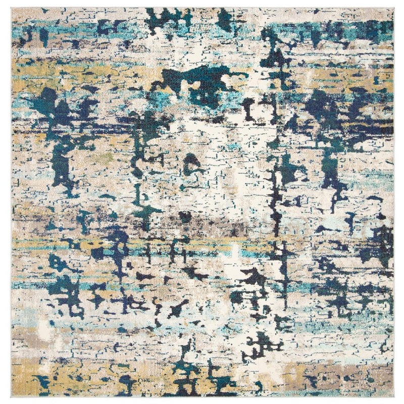 SAFAVIEH Madison Cream/Blue 9 ft. x 9 ft. Square Area Rug MAD469B-9SQ