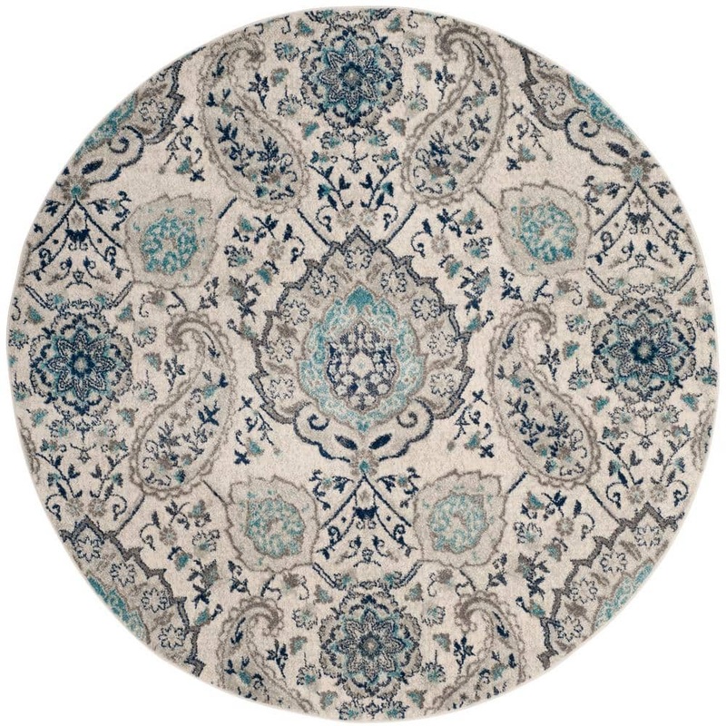 SAFAVIEH Madison Cream/Light Grey 11 ft. x 11 ft. Medallion Floral Round Area Rug MAD600C-11R