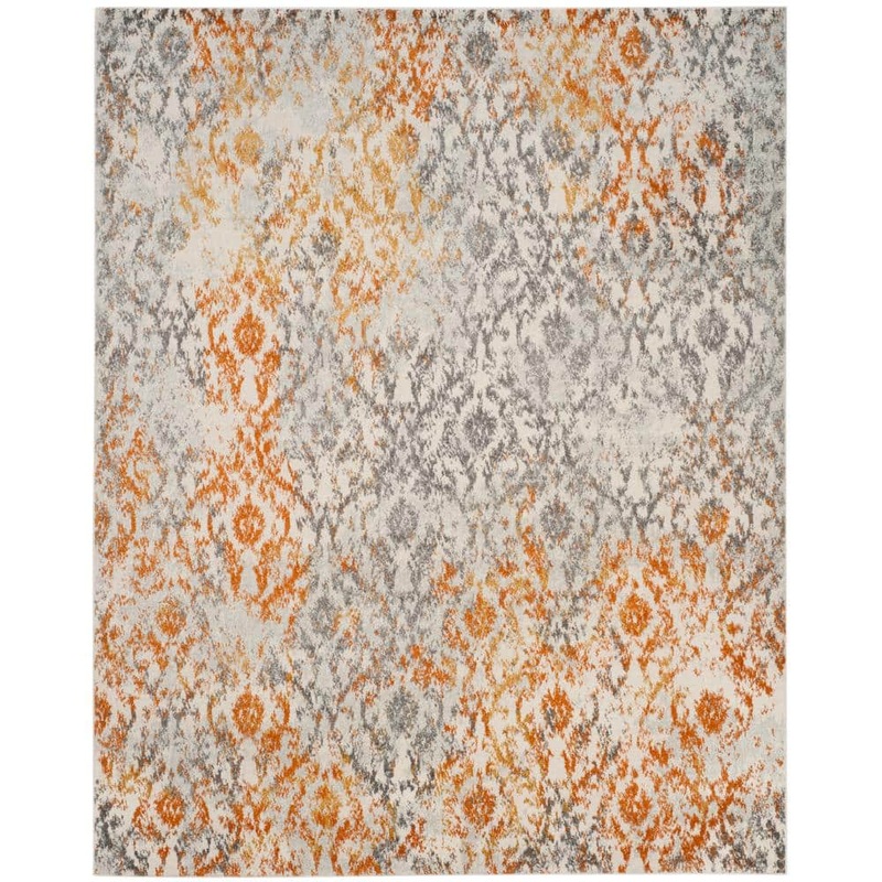 SAFAVIEH Madison Cream/Orange 12 ft. x 15 ft. Floral Geometric Area Rug MAD608K-1215