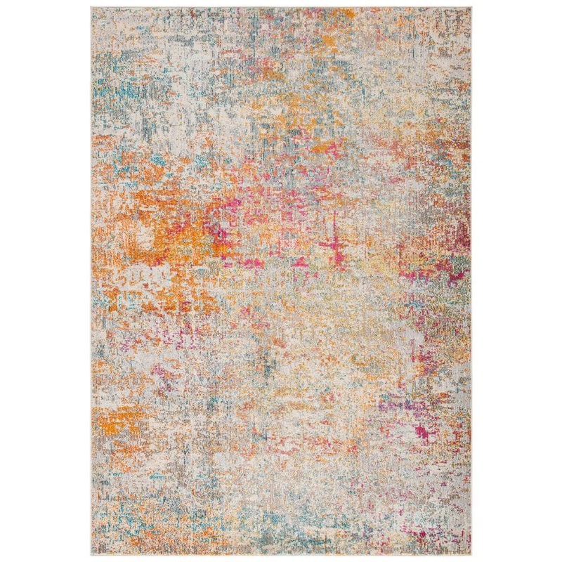 SAFAVIEH Madison Gray/Turquoise 8 ft. x 10 ft. Geometric Area Rug MAD460G-8