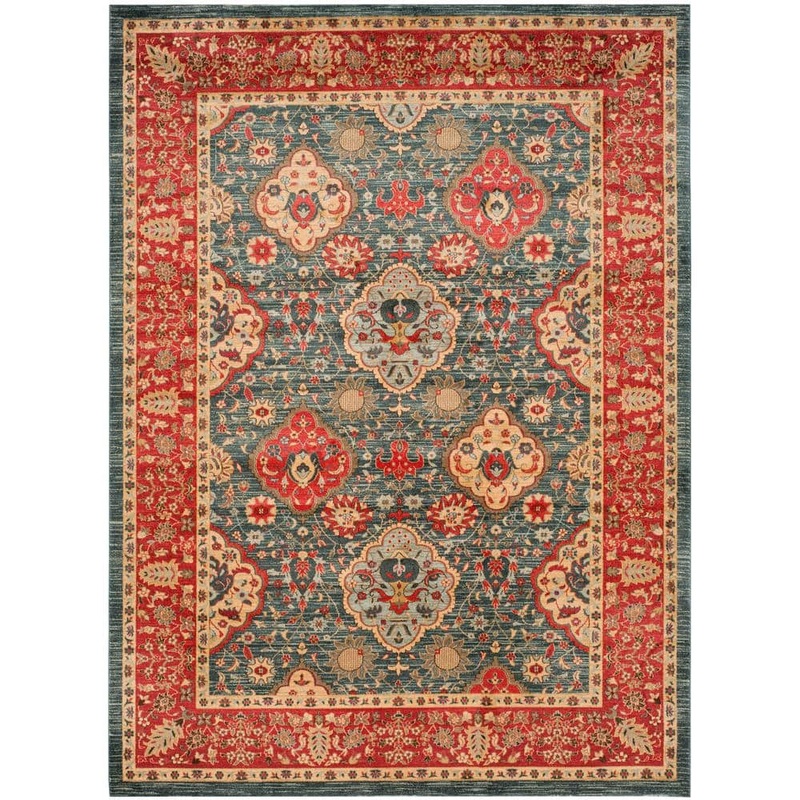 SAFAVIEH Mahal Navy/Red 8 ft. x 10 ft. Floral Border Area Rug MAH655C-810