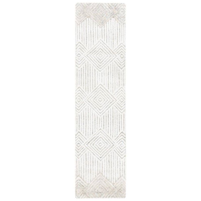 SAFAVIEH Metro Beige/Ivory 2 ft. x 9 ft. Diamond Striped Runner Rug MET401A-29