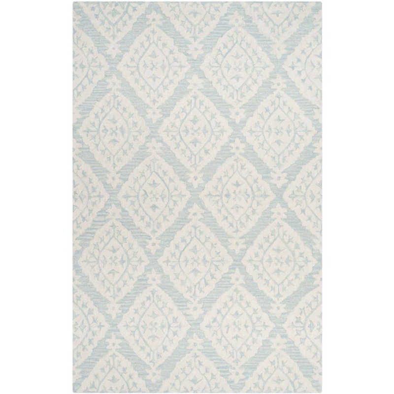 SAFAVIEH Micro-Loop Light Blue 8 ft. x 10 ft. Floral Area Rug MLP210C-8