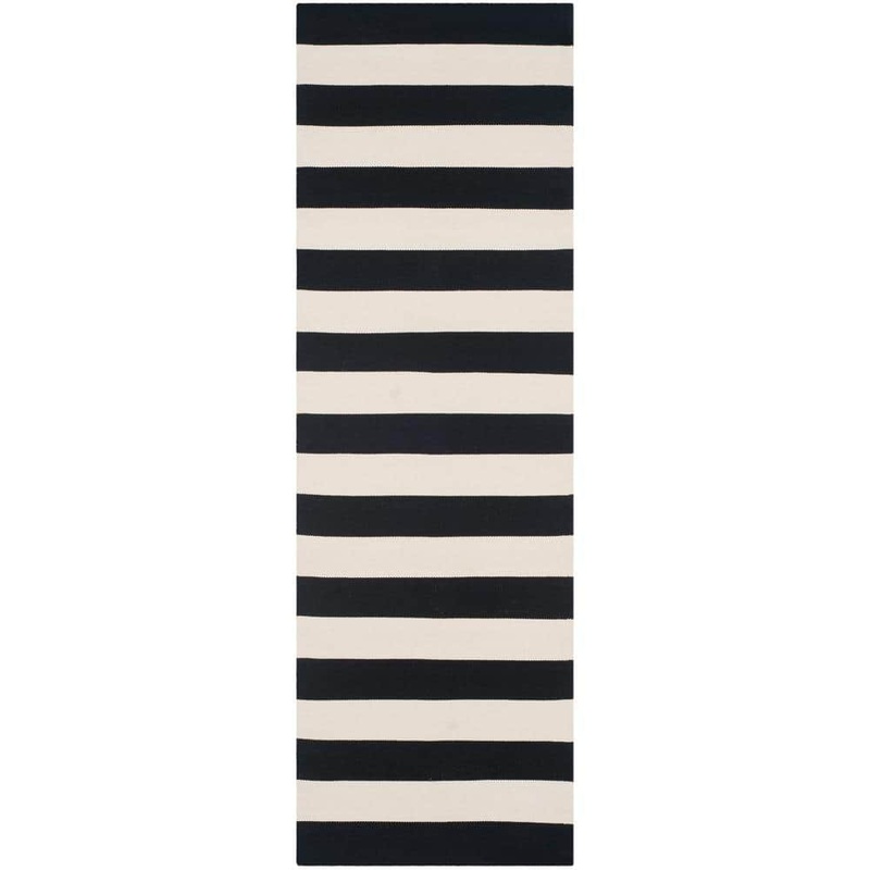 SAFAVIEH Montauk Black/Ivory 2 ft. x 10 ft. Striped Runner Rug MTK712D-210