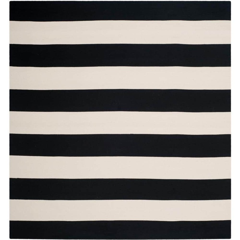 SAFAVIEH Montauk Black/Ivory 6 ft. x 6 ft. Square Striped Area Rug MTK712D-6SQ