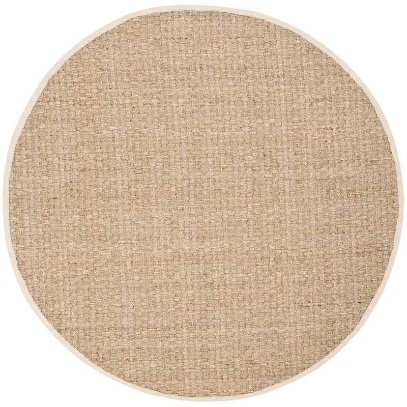 SAFAVIEH Natural Fiber Beige/Ivory 7 ft. x 7 ft. Round Border Area Rug NF114J-7R